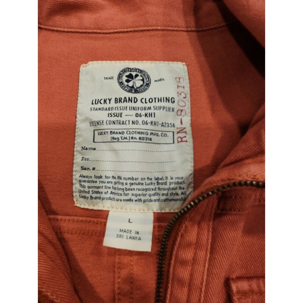 LUCKY BRAND‎ ORANGE COLOR UTILITY JACKET Womens Long Sleeve Large Zippered - Picture 3 of 9